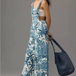Farm Rio x Anthropologie printed overalls jumpsuit
